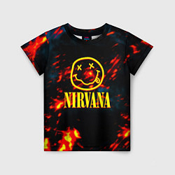 Детская футболка Nirvana rock огненное лого лава