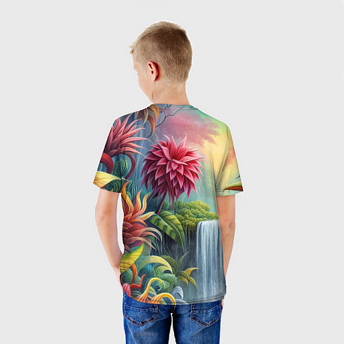 Детская футболка Гавайские тропические цветы - алоха / 3D-принт – фото 4