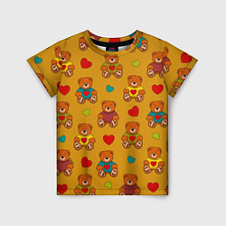 Детская футболка Игрушечные мишки и разноцветные сердца