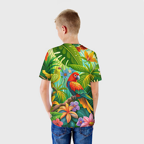 Детская футболка Попугаи - экзотические птицы / 3D-принт – фото 4