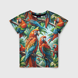 Детская футболка Попугаи Ара - тропики джунгли