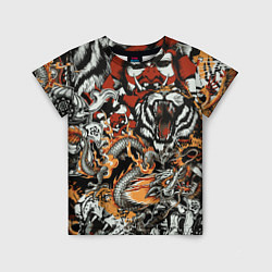 Детская футболка Самурай дракон и тигр