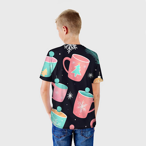Детская футболка Паттерн новогодние кружки - нейросеть / 3D-принт – фото 4