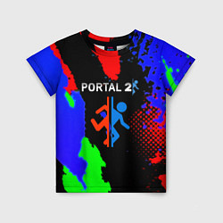 Детская футболка Portal 2 краски сочные текстура