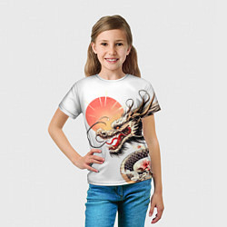 Футболка детская Японский дракон и солнце, цвет: 3D-принт — фото 2