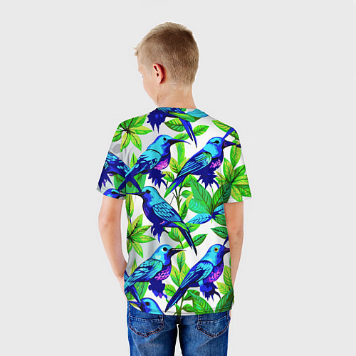 Детская футболка Паттерн маленькое синее колибри / 3D-принт – фото 4