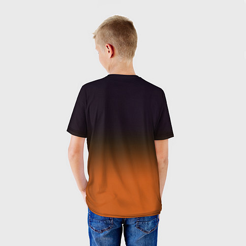 Детская футболка Градиент от чёрного к оранжевому / 3D-принт – фото 4