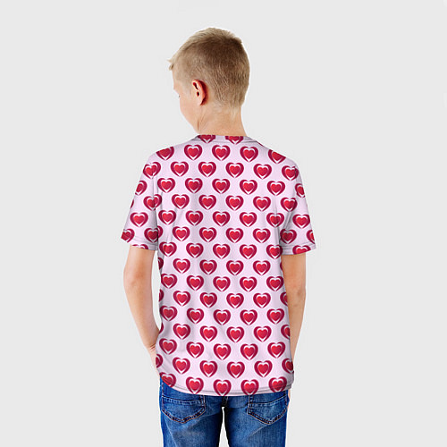 Детская футболка Двойное сердце на розовом фоне / 3D-принт – фото 4