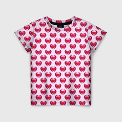 Детская футболка Двойное сердце на розовом фоне