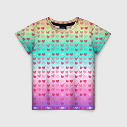 Детская футболка Паттерн сердечки на разноцветном фоне