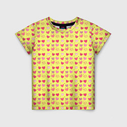 Детская футболка Сердечки на желтом - паттерн
