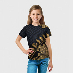 Футболка детская Золотая объемная лепнина, цвет: 3D-принт — фото 2