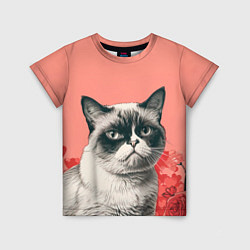 Детская футболка Недовольный кот в день Святого Валентина