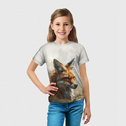 Футболка детская Сосредоточенный лис, цвет: 3D-принт — фото 2