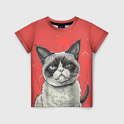Детская футболка Недовольный кот на день святого Валентина