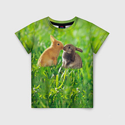 Детская футболка Кролики в траве