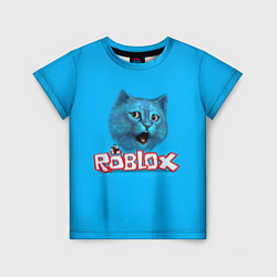 Детская футболка Roblox синий кот