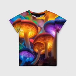 Детская футболка Неоновые светящиеся грибы