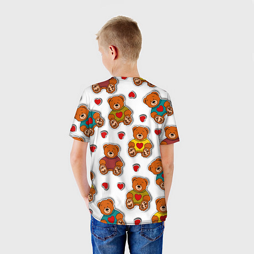 Детская футболка Наклейки стикер мишки и сердечки / 3D-принт – фото 4