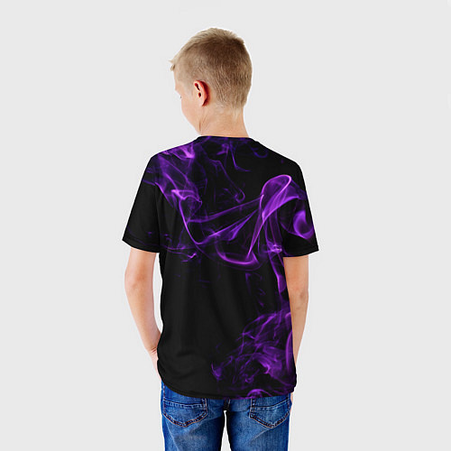 Детская футболка Поднятие уровня в одиночку - фиолетовое пламя / 3D-принт – фото 4