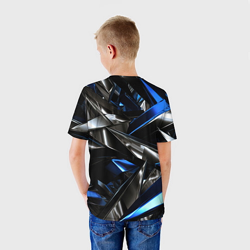Детская футболка Синие и серебряные вставки абстракции / 3D-принт – фото 4