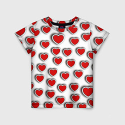 Детская футболка Стикеры наклейки сердечки объемные