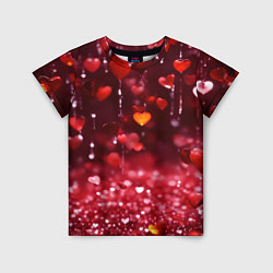Детская футболка Дождь из сердечек
