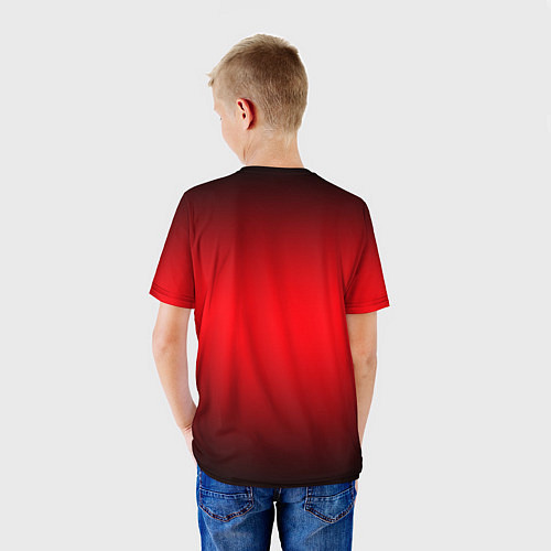 Детская футболка Сова маркером на чёрно-красном / 3D-принт – фото 4