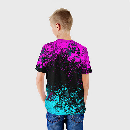Детская футболка Ассасин крид мираж- неоновые брызги / 3D-принт – фото 4