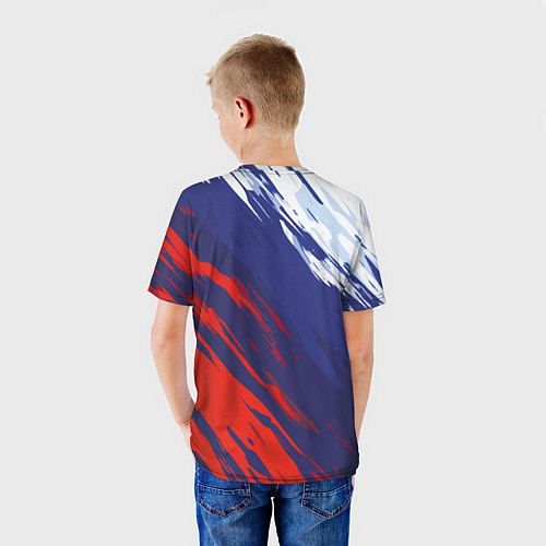 Детская футболка Россия Sport брызги красок триколор / 3D-принт – фото 4