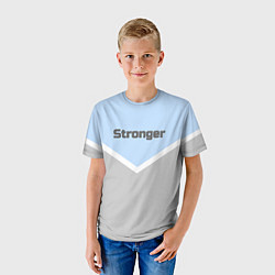 Футболка детская Stronger серо-голубой, цвет: 3D-принт — фото 2