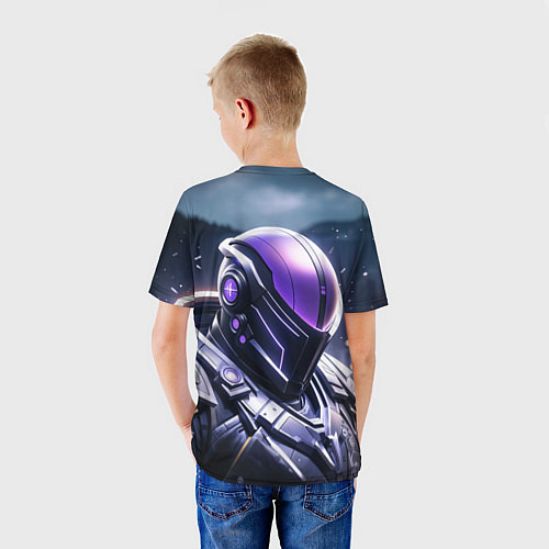 Детская футболка Киборг в фиолетовом шлеме / 3D-принт – фото 4