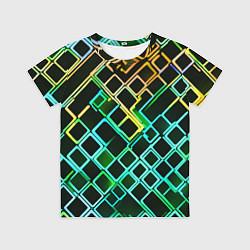 Детская футболка Жёлто-синие квадраты на чёрном фоне