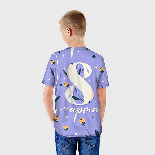 Детская футболка 8 марта сиреневый фон / 3D-принт – фото 4
