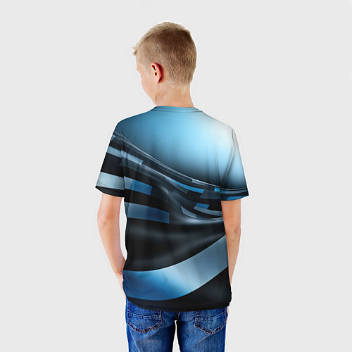 Детская футболка Черно-синий абстрактный спортивный стиль / 3D-принт – фото 4