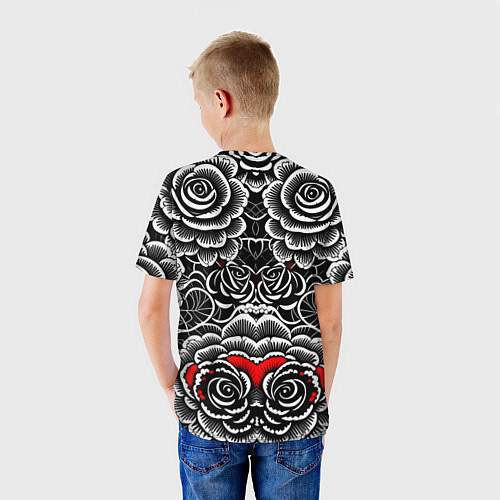 Детская футболка Серые паттерны цветы / 3D-принт – фото 4