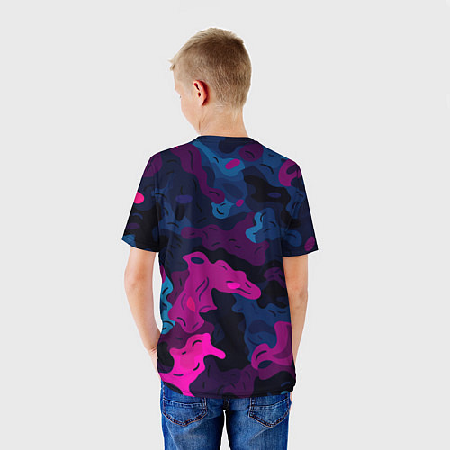 Детская футболка Gta лого синий и фиолетовый камуфляж / 3D-принт – фото 4
