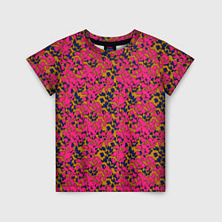 Детская футболка Взаимосвязанные листочки, розового жёлтого и синег