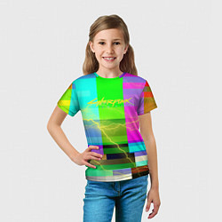Футболка детская Syberpunk молнии экран, цвет: 3D-принт — фото 2
