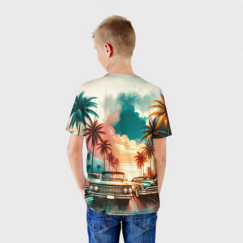 Детская футболка ГТА - пальмы и машины / 3D-принт – фото 4