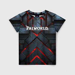 Детская футболка Palworld logo камни и красный свет