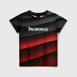 Детская футболка Palworld logo black red abstract