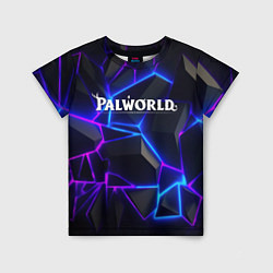 Детская футболка Palworld логотип на ярких неоновых плитах