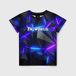 Детская футболка Palworld логотип на ярких неоновых плитах