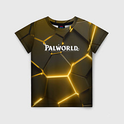 Детская футболка Palworld логотип разлом желтых плит