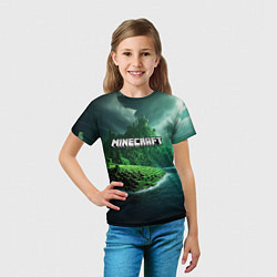 Футболка детская Minecraft logo зеленый мир, цвет: 3D-принт — фото 2