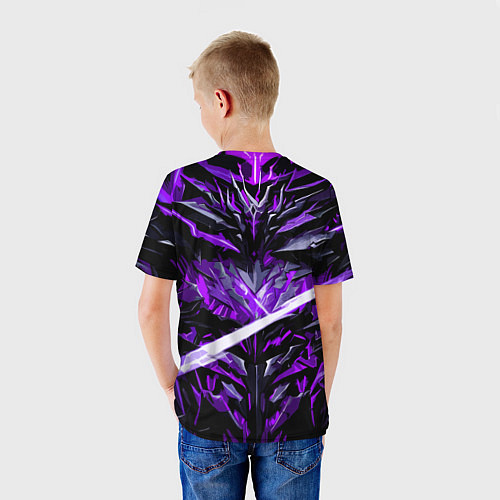 Детская футболка Фиолетовый камень на чёрном фоне / 3D-принт – фото 4