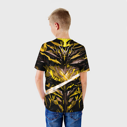 Детская футболка Жёлтый камень на чёрном фоне / 3D-принт – фото 4