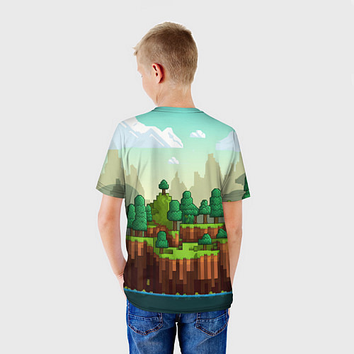 Детская футболка Персонаж Minecraft девушка в пиксельном мире / 3D-принт – фото 4