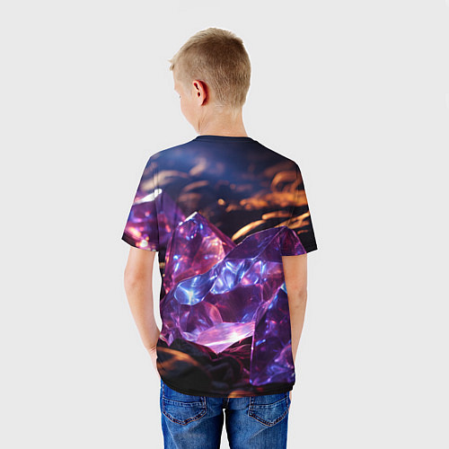 Детская футболка Фиолетовые комические камни / 3D-принт – фото 4